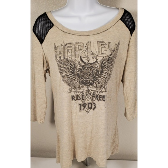 Harley-Davidson Tops - Women's Beige Graphic Top